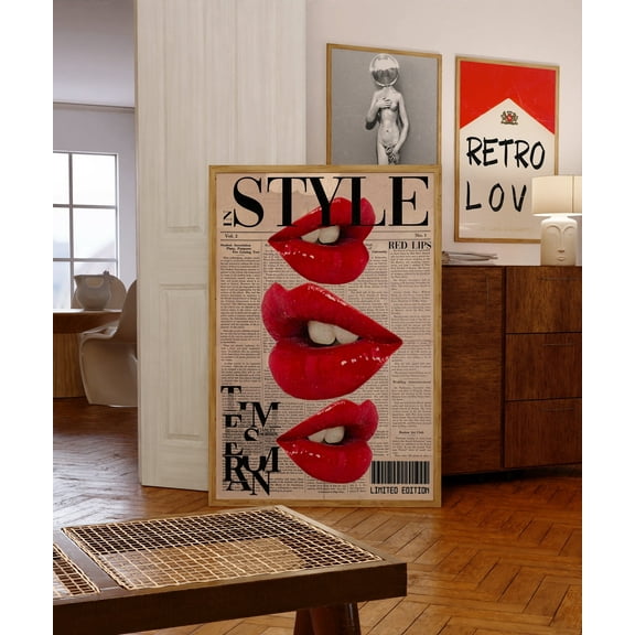 MSFCON Vogue Magazine Poster, 70s Wall Print, Red Wall Art, Newspaper Poster, Summer House Poster, Retro Print, Trippy Wall Art