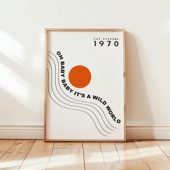 MSFCON Wild World 1970's Music Giclée Art Print, Music Lyric Print,Indie Art, Nursery Poster, Abstract Retro Aesthetic