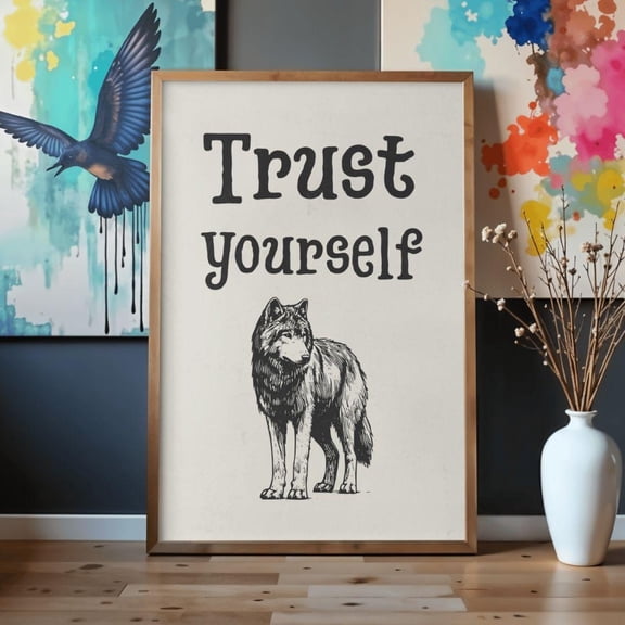 MSFCON Wolf Motivational Quote Print, Trust Yourself Wall Art