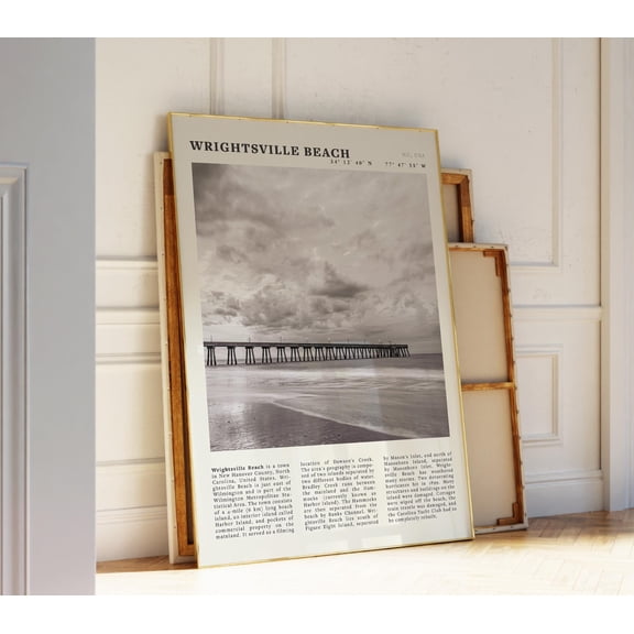 MSFCON Wrightsville Beach Print | North Carolina Coastal Wall Art | Black and White Pier Poster Gift