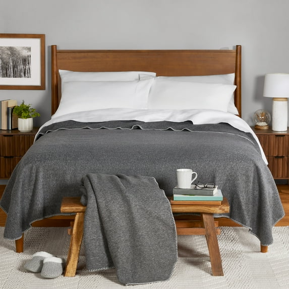 Mainstays Super Soft Greystone Fleece Bed Blanket, Full/Queen