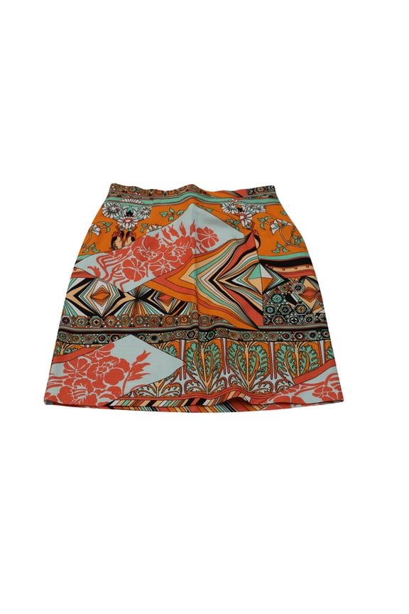 Pre-Owned MSGM Floral-printed Mini Pencil Skirt in Orange Cotton