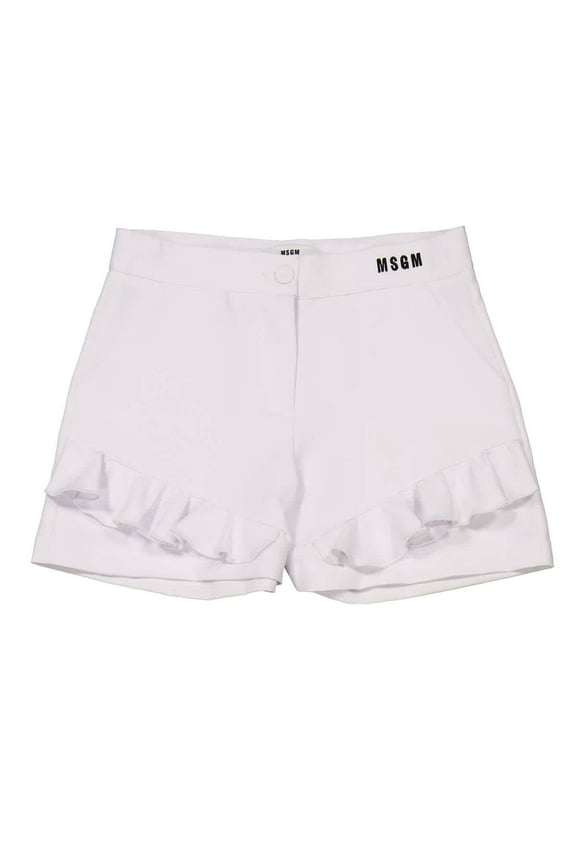 Girls Ruffle-Detail Embroidered-Logo Shorts, Size 10Y