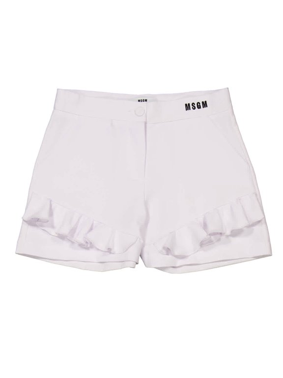 Girls Ruffle-Detail Embroidered-Logo Shorts, Size 12