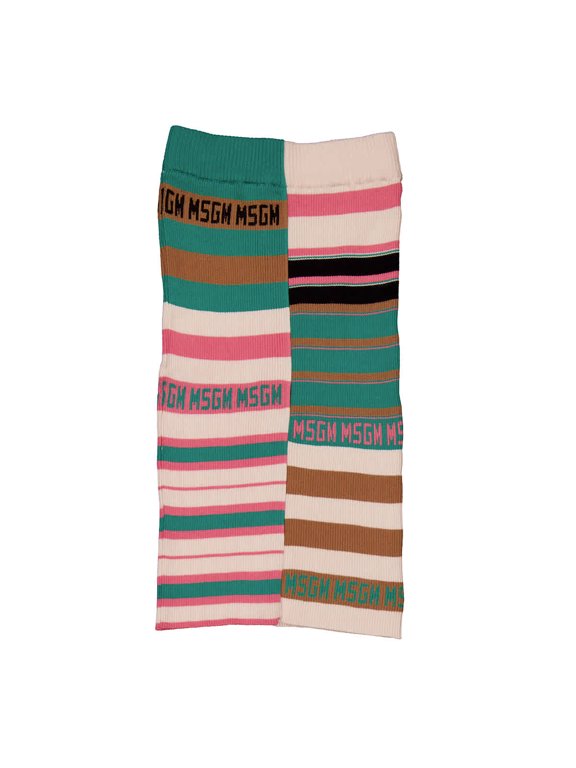 Kids Multicolor Striped Ribbed Knit Skirt, Size 6Y