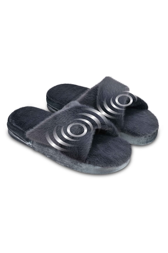 Memory Foam Women's Massaging Slippers, One Size Fits Most, Gray