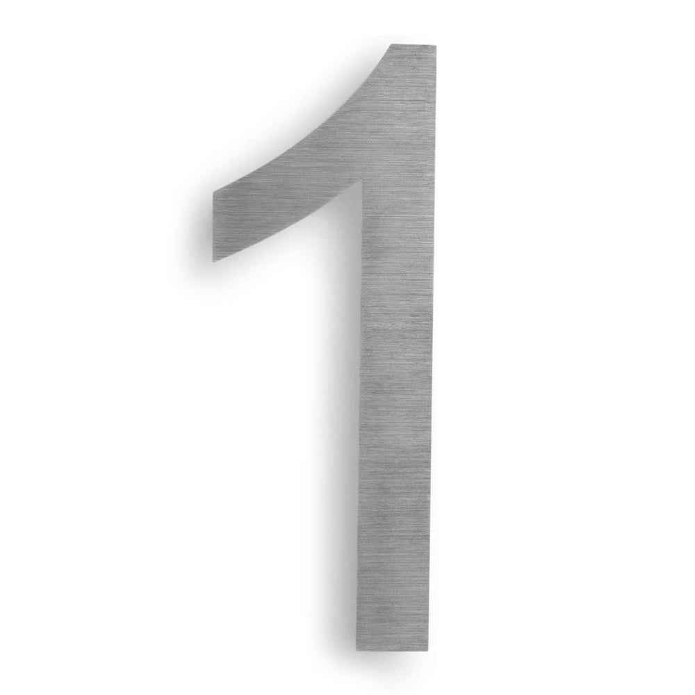 Modern Brushed Stainless Steel Floating House Number 1, 6 Inch