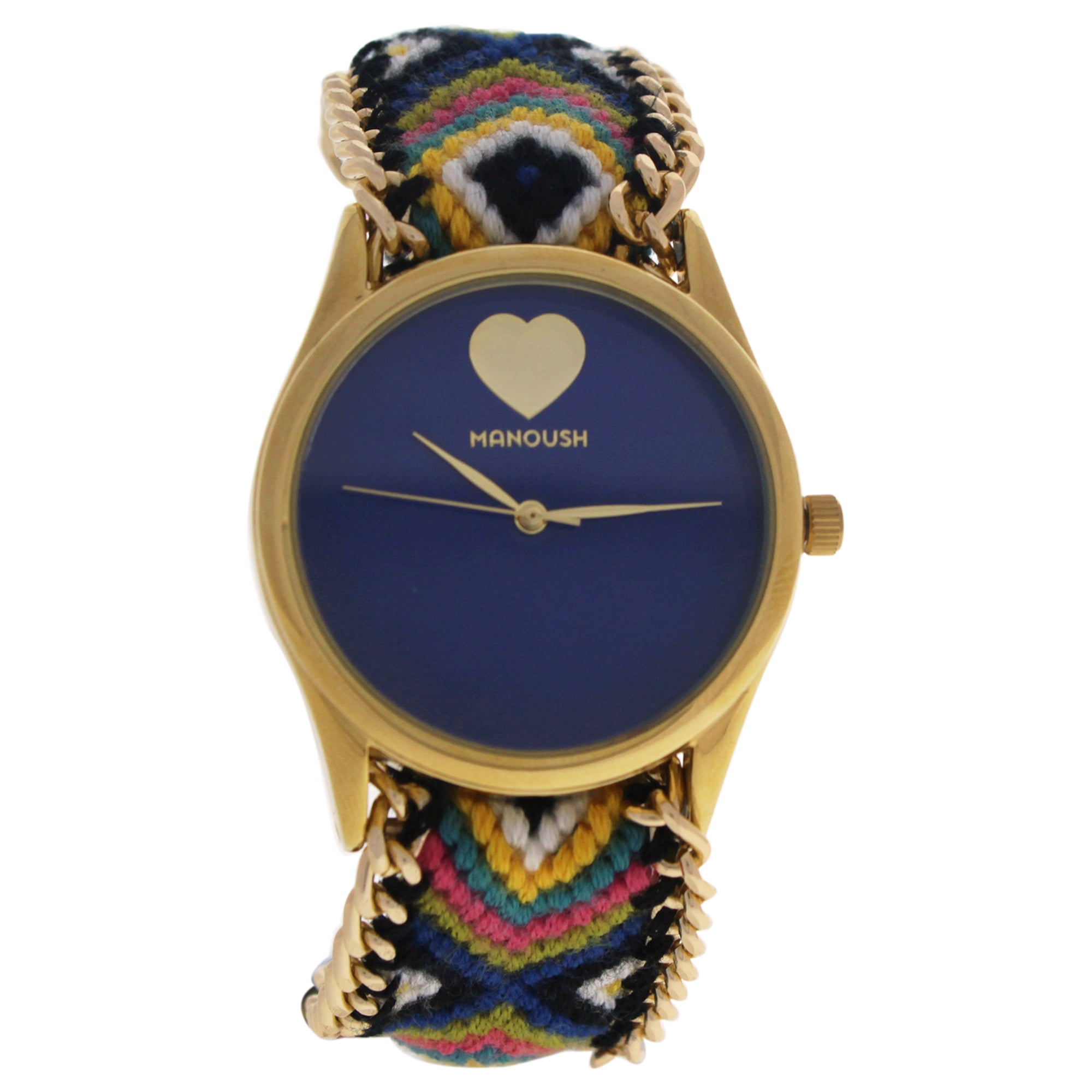 MSHHIBC Hindi Heart - Gold/Blue Nylon Strap Watch