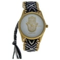 MSHHIWH Hindi Hand Gold/Black Nylon Strap Watch