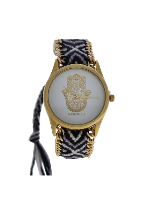 MSHHIWH Hindi Hand - Gold/Black Nylon Strap Watch