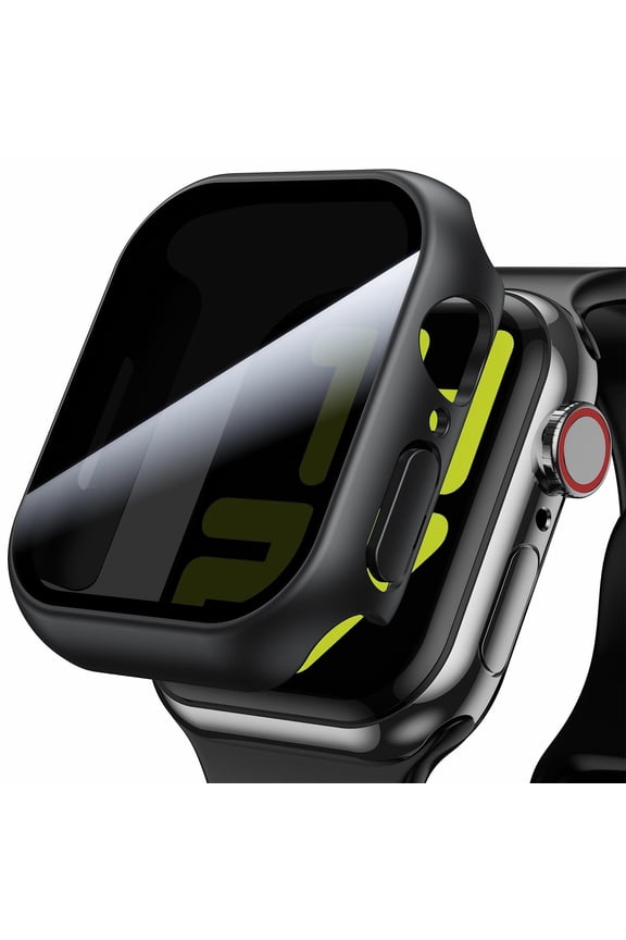 2 Pack Apple Watch Case 41mm for Series 8 7 Screen Protector, [26 Degree Anti Spy,Touch Sensitive] Ultra-Thin Glass Lightweight Cover Bumper for iWatch Ultra 4 5 6 7 8 SE 40/41/44/45/49mm,Black