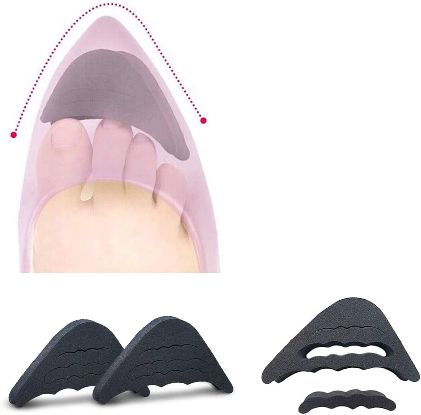Plug The Insole MSHUN 4 Pairs Soft Sponge Half Insoles, Reusable Big Toe Plug Foot ...