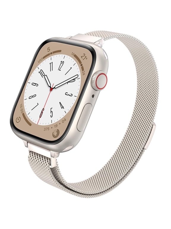 Apple Watch Band, Women Slim Watch Band for Apple Watch 38mm 40mm 41mm 42mm 44mm 45mm, Stainless Steel Mesh Loop Magnetic Clasp Replacement for iWatch Bands Series 8 7 SE 6 5 4 3 2 1