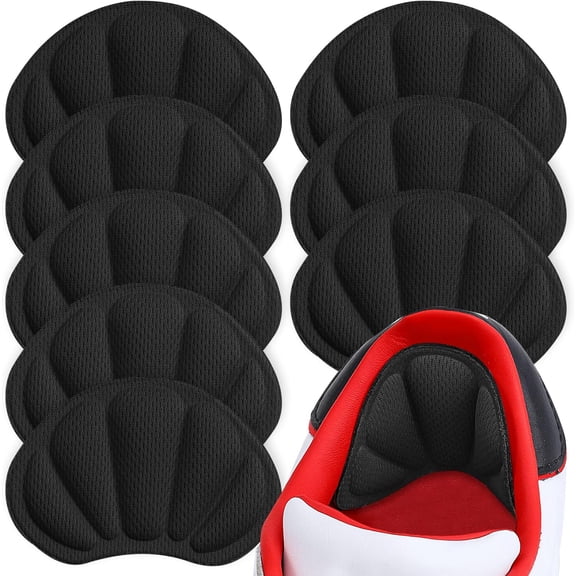MSHUN Back of Heel Cushion Inserts, 4D Heel Stickers, Mesh Heel Grips Pads for Boots, Loose Shoes Too Big, Reusable Adhesive Heel Guards Liners for Women Men, Improve Shoe Fit（Black, 4 Pairs)