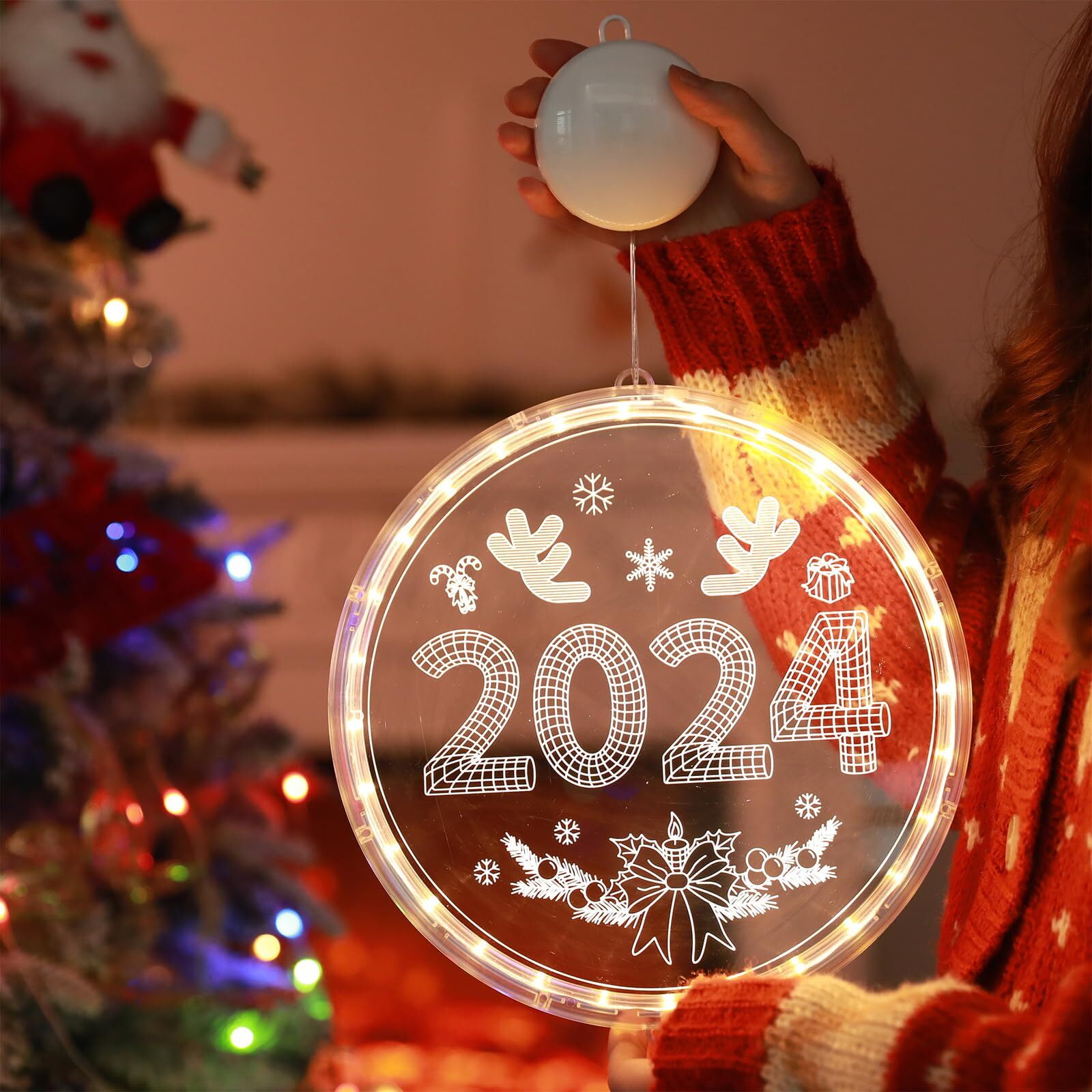 MSHUN Christmas Window Light Decoration LED 3D Christmas Chandelier