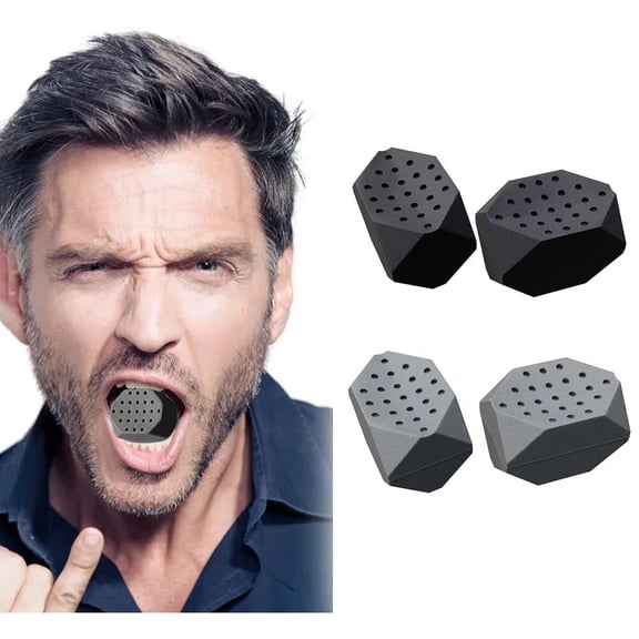 MSHUN Jaw Exerciser - Jawline Exerciser, Double Chin Eliminator, Double Chin Reducer Men Women, Jawline Gum, Face Slimmer, BPA Free Silicone Exercise Equipment, Workout Kit (Black/Gray - 4PCS)