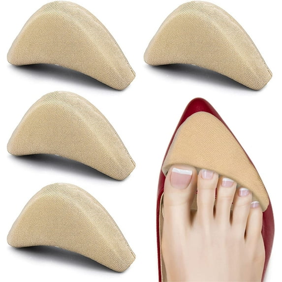 MSHUN Soft Sponge Adjustable Shoe Filler, 4 Pieces Toe Filler Inserts Unisex Breathable Soft Big Toe Plug Forefoot Pad Shoe Filler for High Heel Foot Pain Relief for Women Girls (Apricot)