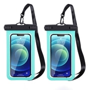 MJSHUN Waterproof Phone Pouch, 2 Pack Universal Water Proof Dry Bag Case with Neck Lanyard, Underwater Clear Cellphone Holder Protector for iPhone Samsung Galaxy for Pool Swimming Beach Essentials