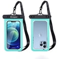 thumbnail image 1 of MJSHUN Waterproof Cell Phone Pouch, 2 Pack Universal Water Proof Dry Bag Case with Neck Lanyard - Underwater Clear Cellphone Holder Large Protector for iPhone Samsung Galaxy for Beach Pool Swimming, 1 of 6