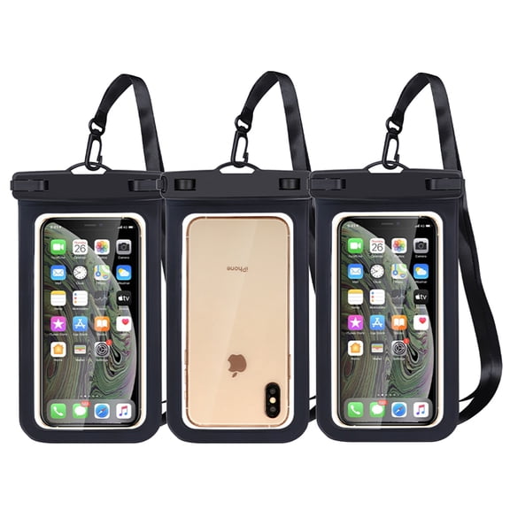 MJSHUN Waterproof Phone Pouch, 3 Pack Universal Water Proof Dry Bag Case with Neck Lanyard, Underwater Clear Cellphone Holder Protector for iPhone Samsung Galaxy for Pool Swimming Beach Essentials