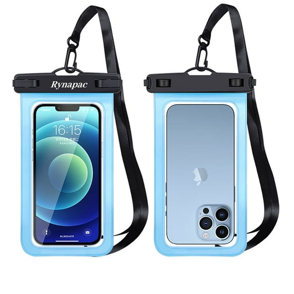 MJSHUN Waterproof Cell Phone Pouch, Universal Water Proof Dry Bag Case with Neck Lanyard - Underwater Clear Cellphone Holder Large Protector for iPhone Samsung Galaxy for Beach Pool Swimming - Blue