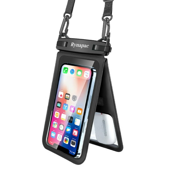 MSHUN Waterproof Phone Pouch, Floating Phone Pouch, Double Space Waterproof Phone Case for iPhone 14/13/12/11 Pro Max/Pro/8 Plus, Galaxy S22/S21/S20/S10/Note 20/10/9 - Detachable Lanyard - Black