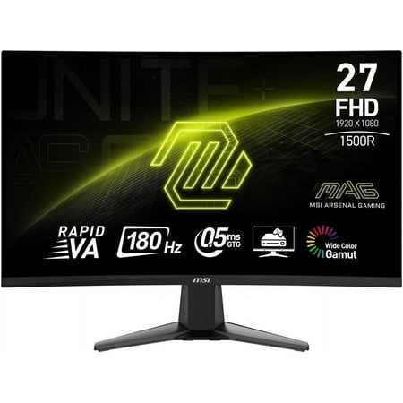 MSI - MAG27C6F 27" Curved FHD 180Hz 0.5ms Adaptive Sync Gaming Monitor with HDR ready  (DisplayPort, HDMI, ) - Black