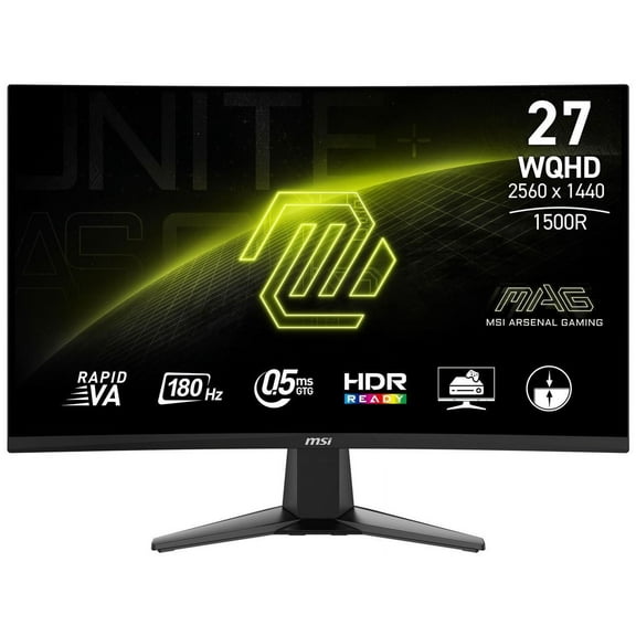 MSI 27" 180 Hz Rapid VA QHD Gaming Monitor FreeSync (AMD Adaptive Sync) 2560 x 1440 (2K) 80% Adobe RGB / 80% DCI-P3 / 105% sRGB MAG 27CQ6F