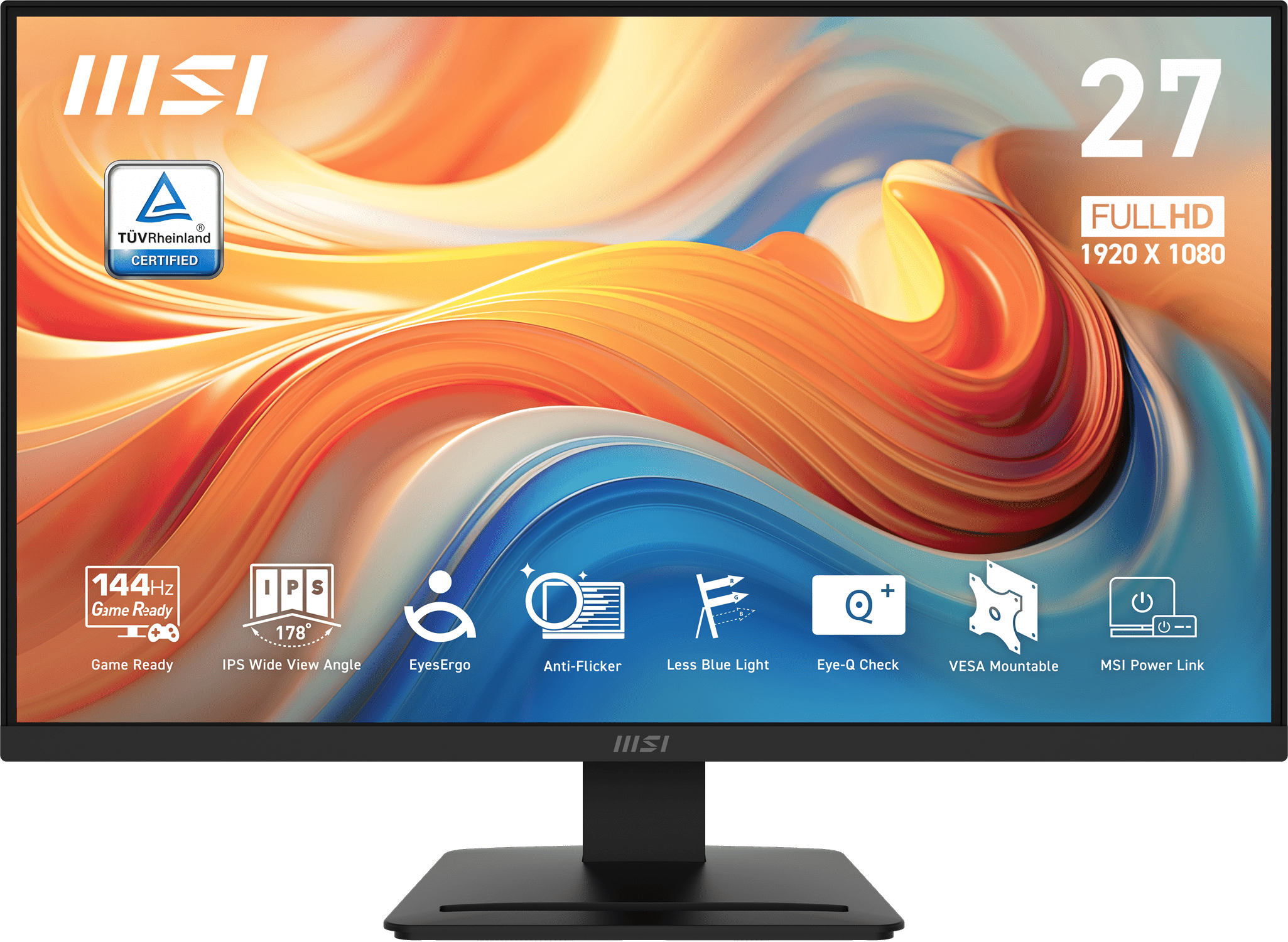 MSI 27" FHD (1920x1080) HDMI VGA 144Hz 1ms FreeSync IPS Professional Office Monitor - PRO MP273L E14W