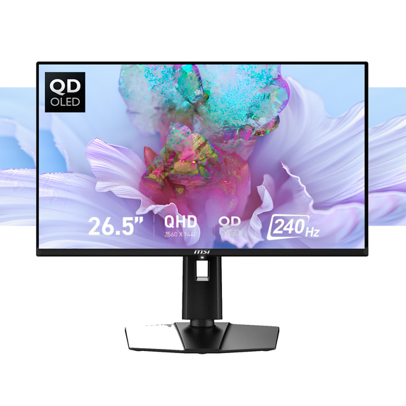 MSI 27" QD-OLED Gaming Monitor | QHD(2560x1440), 240Hz, 0.03ms | AMD FreeSync Premium Pro | True Black HDR 400, 99% DCI-P3 | USB-C, Adjustable Ergonomic Stand