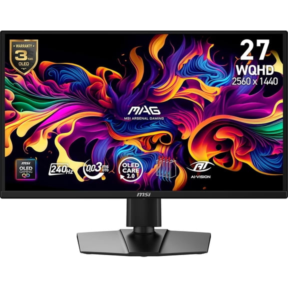 MSI 27" QHD QD-OLED 240Hz 0.03ms NVIDIA G-Sync and AMD FreeSync Gaming Monitor