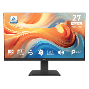 MSI PRO MP273 E14A 27" FHD (1920 x 1080) Flat EyesErgo Monitor, Black, 144Hz, 16:9, IPS, MSI Eye-Q Check, 1ms (MPRT), 250 nits, HDR Ready, Two Built-in Speakers (2 x 3W)