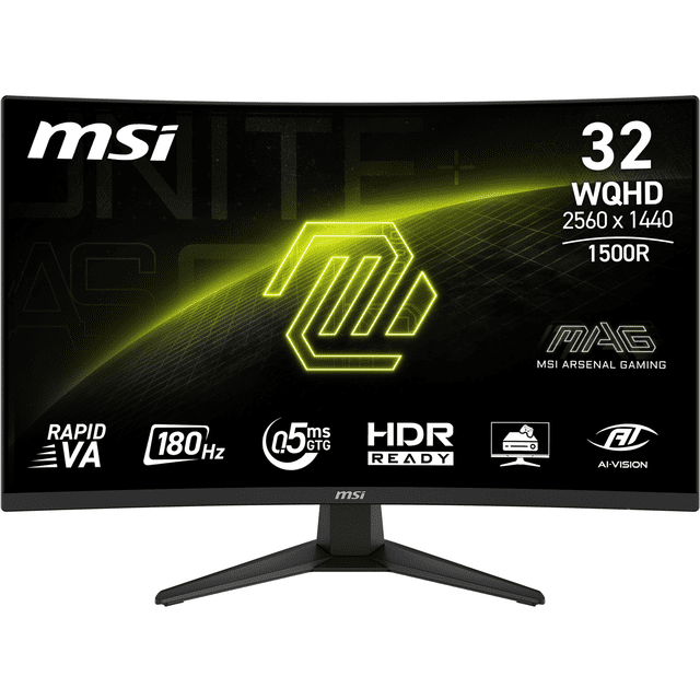 MSI 31.5" Curved WQHD (2560 x 1440)HDMI DP 180Hz 0.5ms FreeSync LCD Gaming Monitor - MAG 321CQF E18W