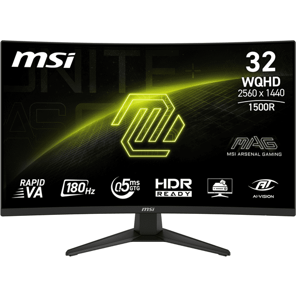MSI 31.5" Curved WQHD (2560 x 1440)HDMI DP 180Hz 0.5ms FreeSync LCD Gaming Monitor - MAG 321CQF E18W