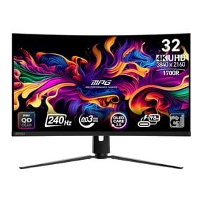 MSI MPG 321CURX QD-OLED 32-inch 3840 x 2160 (UHD) Computer Monitor, 240Hz, Adaptive-Synch, HDMI, DP Port, VESA Mountable, Tilt, Speaker, 0.03ms, Black