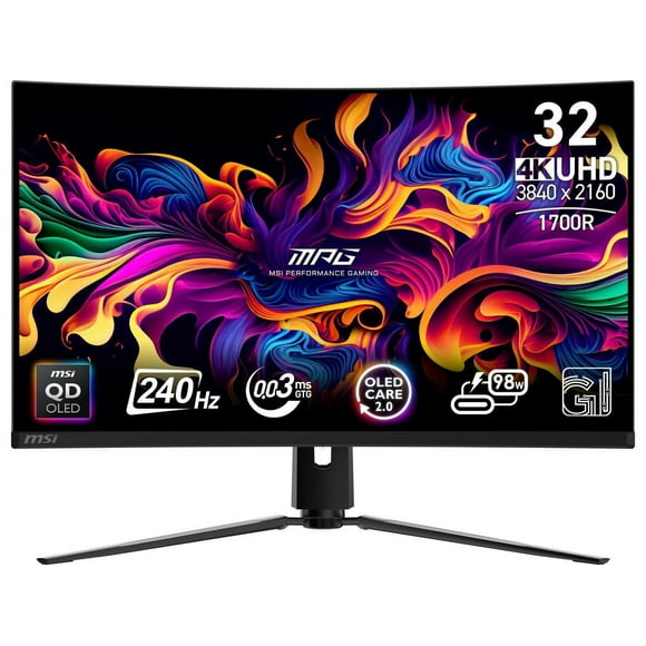 MSI 32" 240 Hz OLED UHD Gaming Monitor Adaptive Sync MPG 321CURX QD-OLED