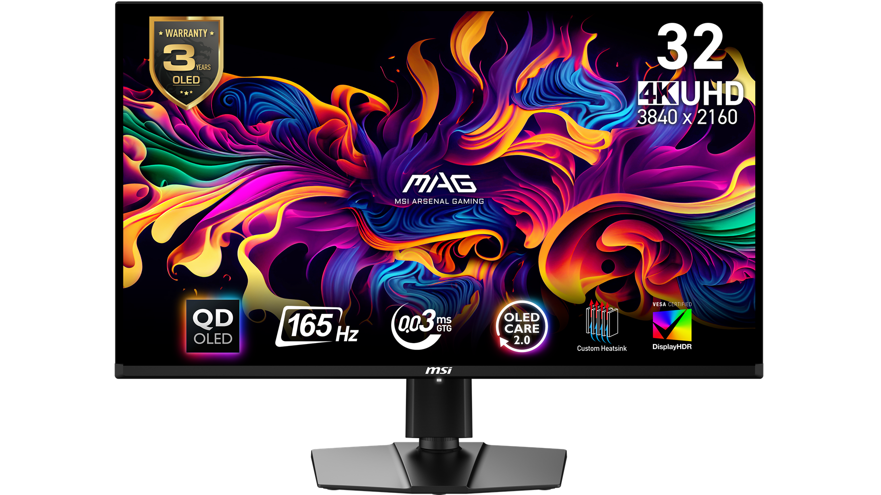 MSI 32" UHD (3840x2160) HDMI DP 165Hz 0.03ms Freesync Premium Pro QD-OLED Gaming Monitor - MAG 321UPXW QD-OLED