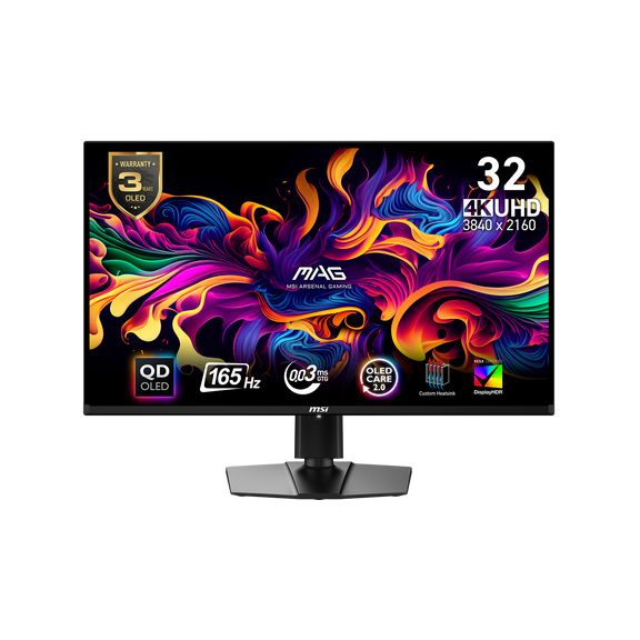 MSI 32" UHD (3840x2160) HDMI DP 165Hz 0.03ms Freesync Premium Pro QD-OLED Gaming Monitor - MAG 321UPXW QD-OLED