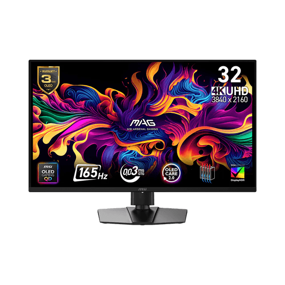 MSI MAG 322UP QD-OLED E16 31.5" 4K UHD (3840 x 2160) Flat Gaming QD-OLED Monitor, Black, 165Hz, 0.03ms, 450 nits (HDR), VESA DisplayHDR True Black 400