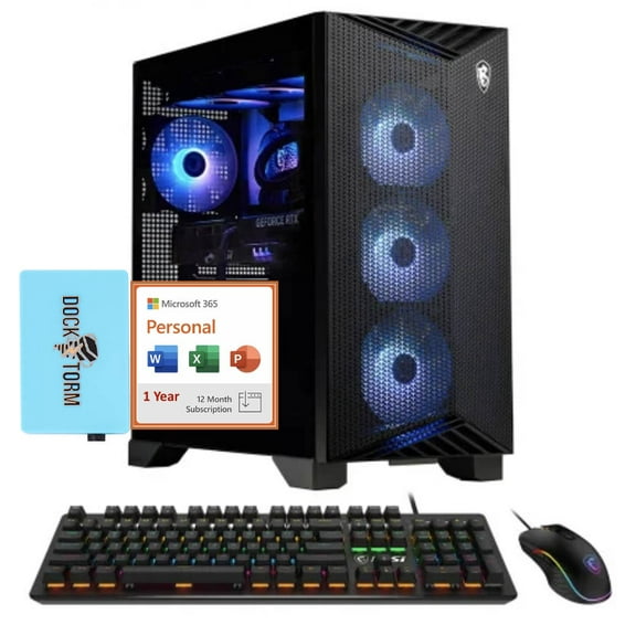 MSI Aegis AI Gaming Desktop PC (Intel Ultra 9-285, NVIDIA GeForce RTX 5070 Ti 16GB GDDR7, 32GB DDR5, 2TB PCIe SSD, RGB Fans, 750W PSU, Win 11 Pro) w/Microsoft 365 Personal , DKZ USB Port Expander