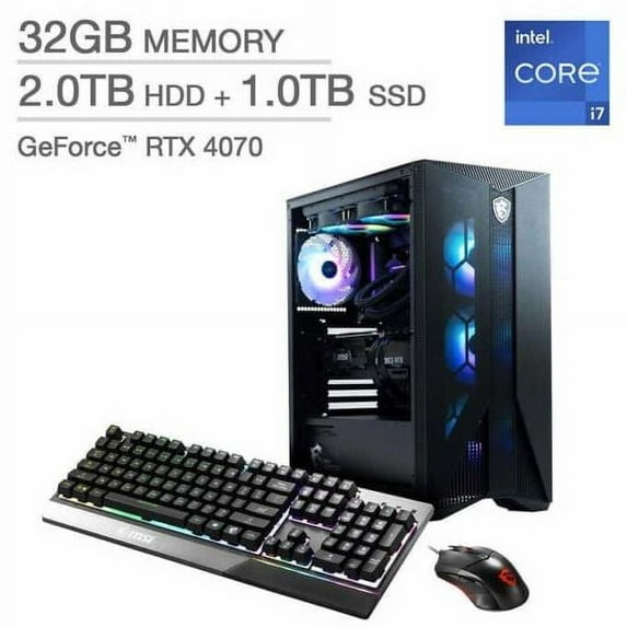 MSI Aegis R Gaming Desktop - 13th Gen Intel Core i7-13700F - GeForce RTX 4070 - Windows 11 PC Computer 32GB RAM 2TB HDD + 1TB SSD