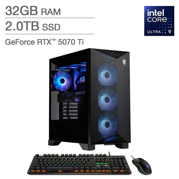 MSI Aegis R2 AI Gaming Desktop  Intel Core Ultra 9 285 - GeForce RTX 5070 Ti  32GB RAM  2TB SSD  Windows 11