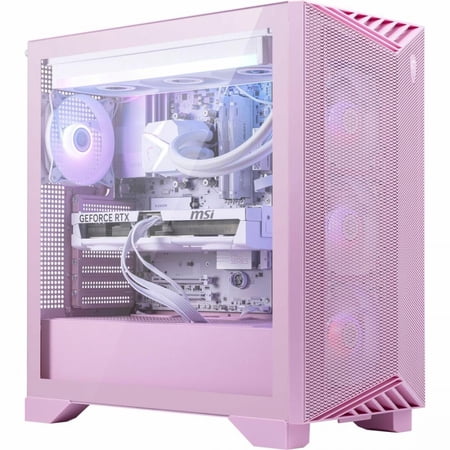 MSI Aegis ZS2 C9NVV-2255US Gaming Desktop PC - AMD Ryzen R9-9900X, GeForce RTX 5080 White, 32GB DDR5, 2TB NVMe SSD, Liquid Cooling, Windows 11 Home, Pink - AMD B840 Motherboard - Realtek 2.5GbE LAN...