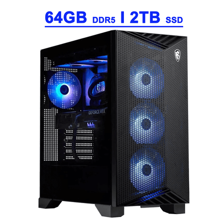 MSI Aegis ZS2 Premium Gaming Desktop AMD 8-core Ryzen 7 9700X 64GB DDR5 2TB SSD GeForce RTX 5070 Ti DLSS 4 (Up to 1406 AI TOPS) 360mm Liquid Cooler 750W 80+ Gold PSU Support HDD Win11
