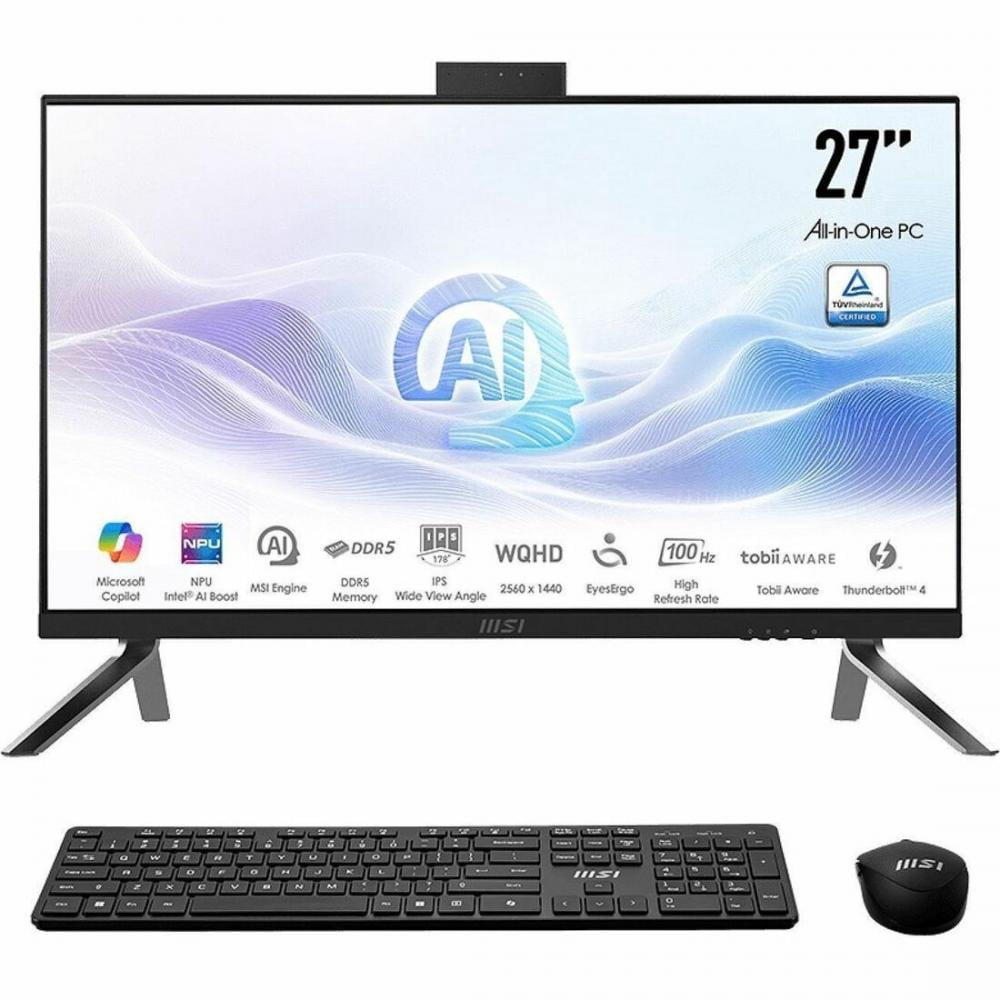 MSI Modern AM273Q AI MODERN AM273Q AI 1UM-037US All-in-One Computer - Intel Core Ultra 7 155H - 32 GB - 1 TB PCI Express NVMe SSD - 27" WQHD - Desktop - Black - Intel Chip - 2560 x 1440 - Windows 1...