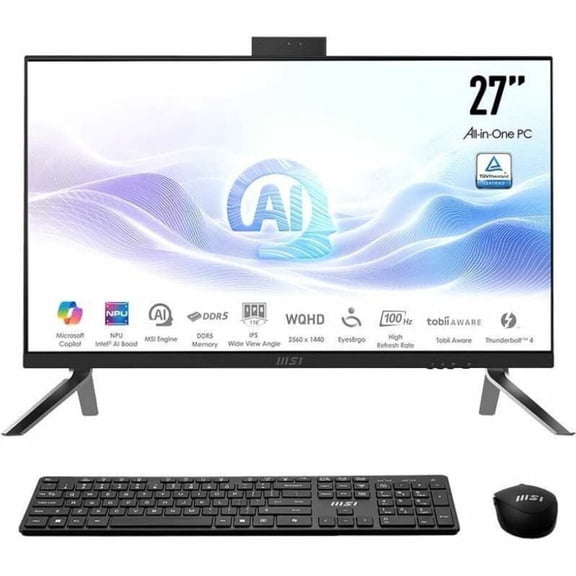 MSI Modern AM273Q AI MODERN AM273Q AI 1UM-038US All-in-One Computer - Intel Core Ultra 7 155H - 32 GB - 1 TB PCI Express NVMe SSD - 27" WQHD - Desktop - Black - Intel Chip - 2560 x 1440 - Windows 1...
