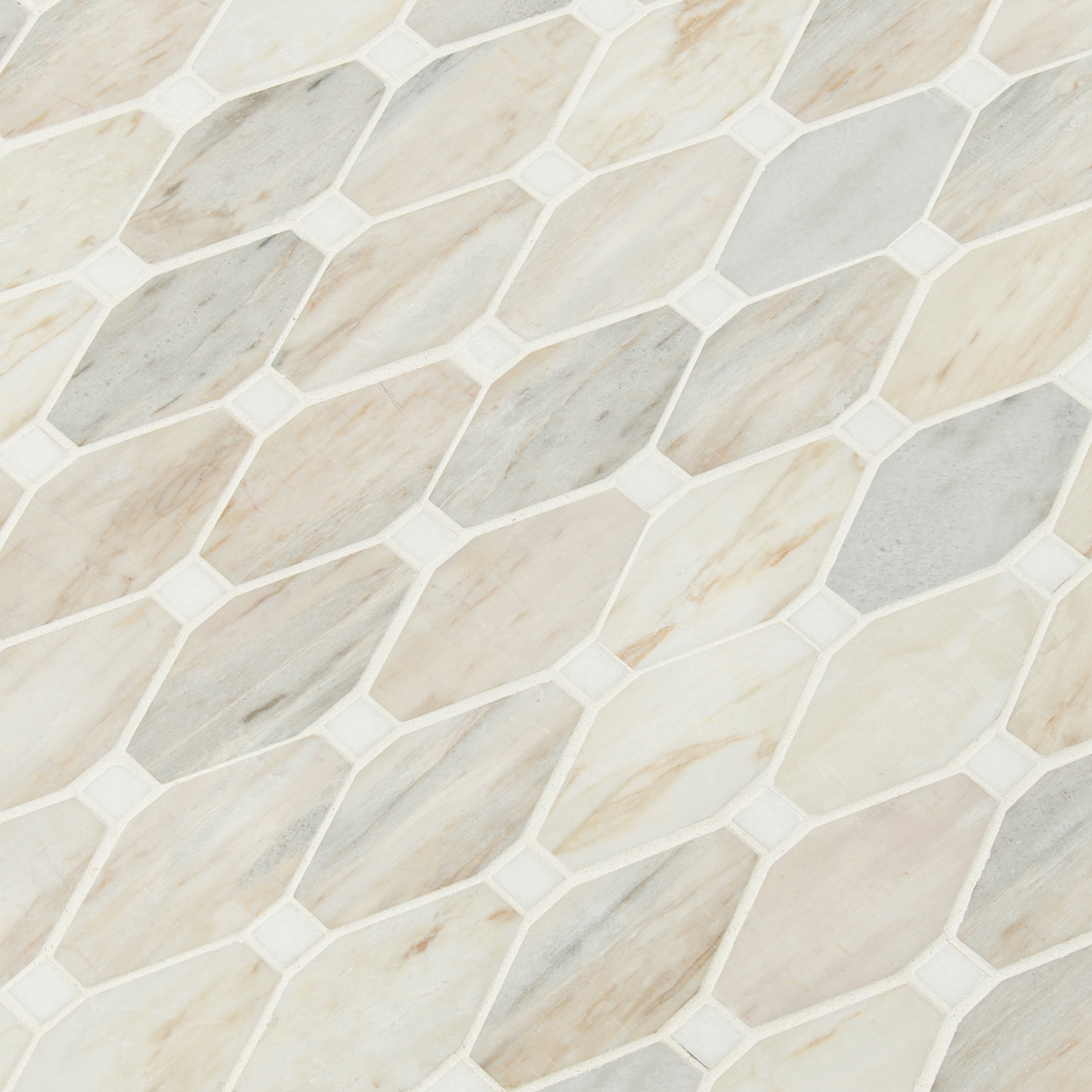 Angora Beige and Gray Polished Marble Mosaic Tile