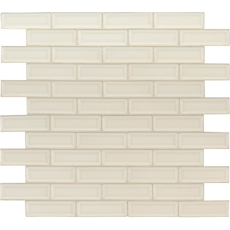 MSI Antique White Beveled 12 in. x 12 in. x 10 mm Ceramic Mesh-Mounted Mosaic Wall Tile (10 sq. ft. / case)