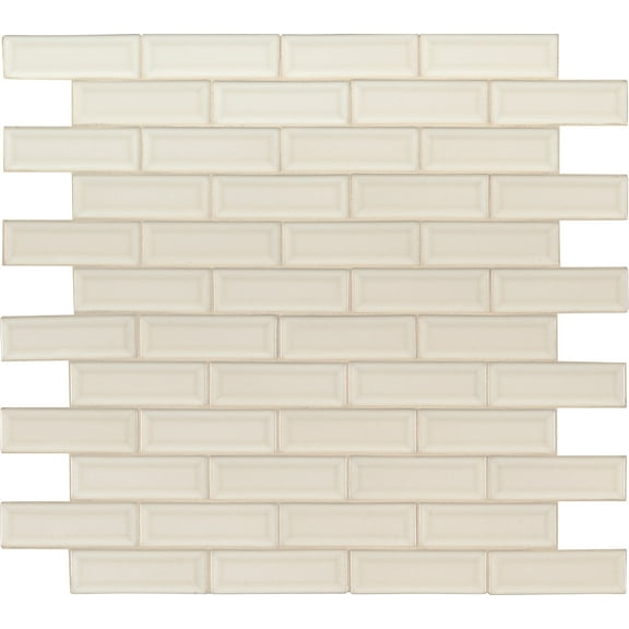 MSI Antique White Beveled 12 in. x 12 in. x 10 mm Ceramic Mesh-Mounted Mosaic Wall Tile (10 sq. ft. / case)