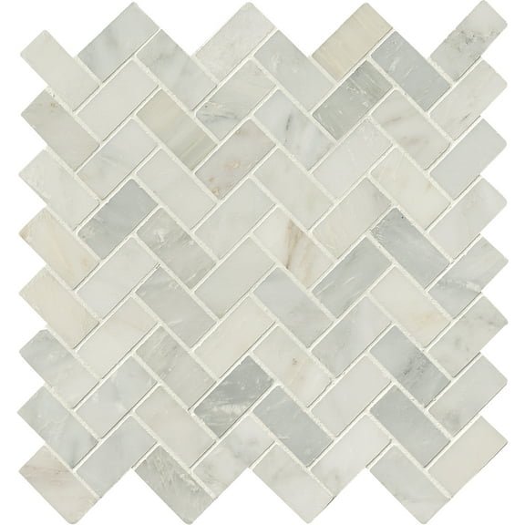 MSI Arabescato Carrara Herringbone Pattern 12inx12inx10mm Honed Marble Mosaic Tile (10 Sq.ft./Case)
